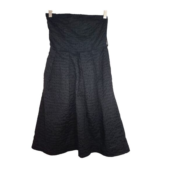 J. Crew Black Seersucker 100% Cotton Lottie Strapless Cocktail Dress 0 - Picture 2 of 4